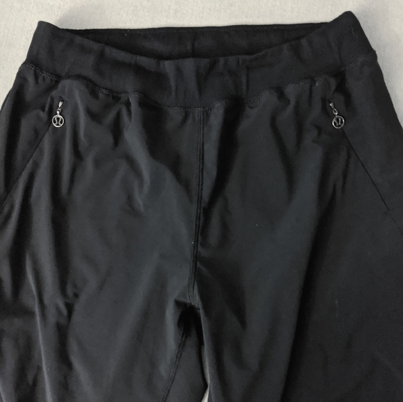 Black stretch joggers with silver zippers - Picture 1 of 5